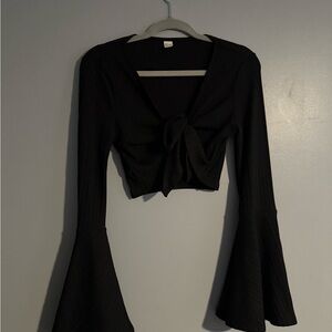 Elegant Black Bell Sleeve Top
